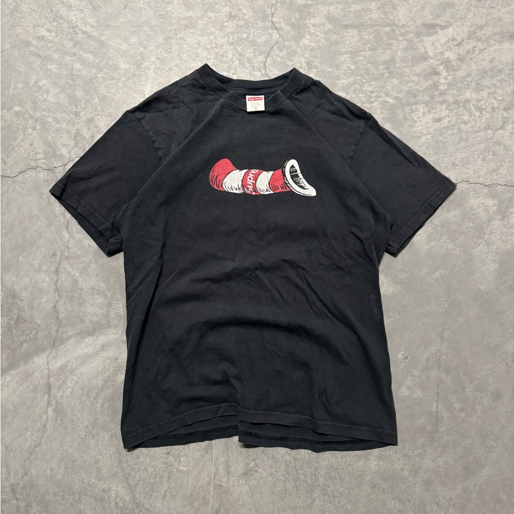 Supreme Cat in the Hat Black Tee with Red Label - Picture 2 of 7